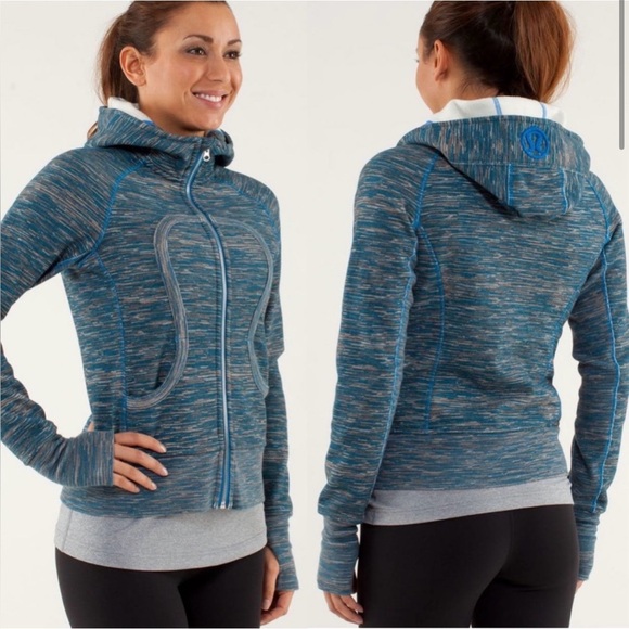 EUC- 💙Lululemon Blue and Creme We are From Space Scuba Hoodie *Stretch💙 - Picture 2 of 13